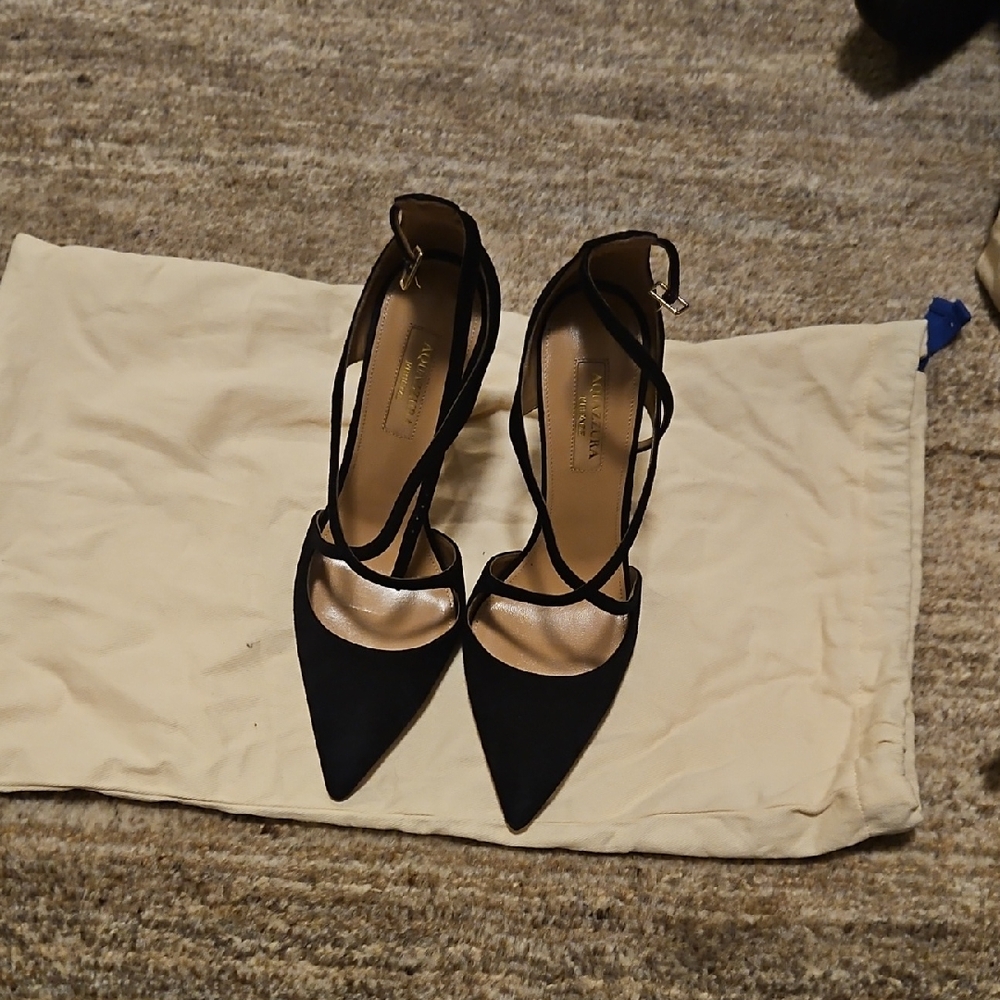 Aquazzura Black Strappy Heels